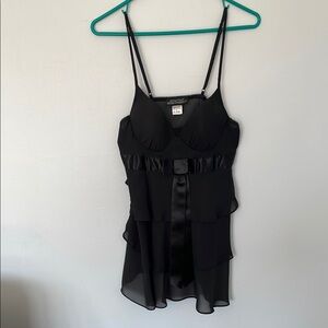 Sexy Black Tiered Ruffled Nightwear